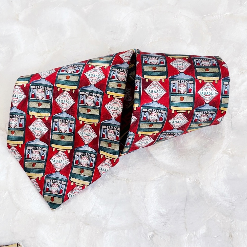 Tabasco Hot Sauce Red Mens Silk Tie Fun 55.5”